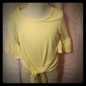 Girls Yellow 3/4 bell sleeve yellow top NWT